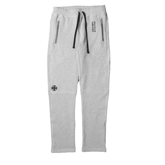 CHROME HEARTS Leather Cross Script Grey Sweatpants Tracksuit Pants Men's Size S - Picture 1 of 16